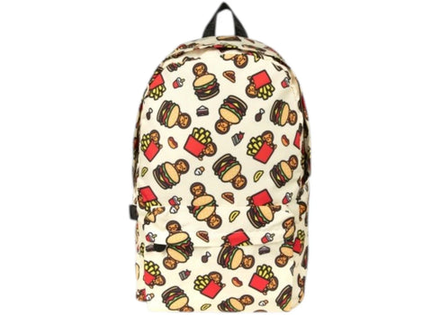 BAPE Baby Milo Fast Food Print Large Backpack Cream