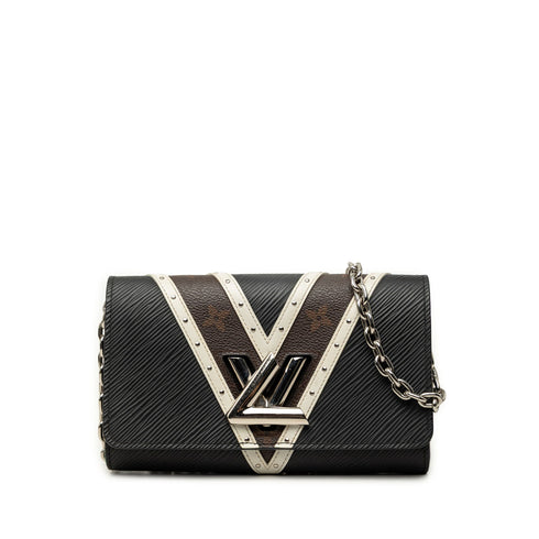 Twist Chain Wallet Epi Leather with Monogram Canvas and Studded Leather