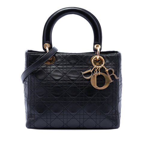 Vintage Lady Dior Bag Cannage Quilt Lambskin Medium