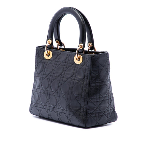 Vintage Lady Dior Bag Cannage Quilt Lambskin Medium