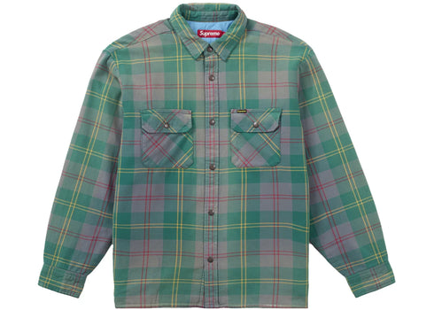 Supreme Quilted Lined Flannel Snap Shirt Green
