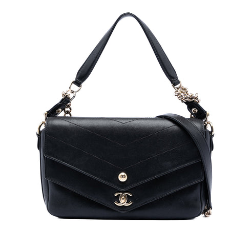 CC Envelope Flap Crossbody Chevron Calfskin Small