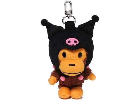 BAPE x Sanrio Characters Kuromi Baby Milo Plush Doll Keychain Black