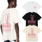 Rhude T-shirts Sunday Morning Fever Pink Arrow Print Men's and Women's Crew Neck Short Sleeves