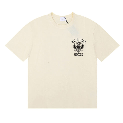 Rhude T-shirts Totem Simple Printing Cotton Casual Short Sleeve Men and Women