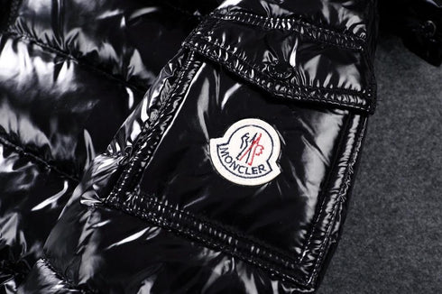 Moncler Black Glossy Hooded Puffer Coat