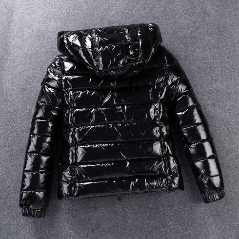 Moncler Black Glossy Hooded Puffer Coat