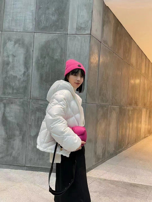 Moncler Women's Hooded Diamond-Quilt Puffer Coat
