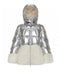 Moncler Silver Plush Panel Puffer Coat