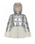 Moncler Silver Plush Panel Puffer Coat