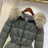 Moncler Fur-Trim Belted Puffer Coat