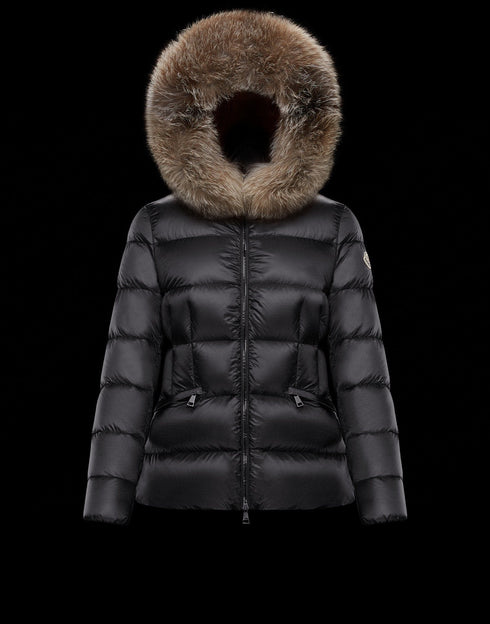 Moncler Fur-Trim Belted Puffer Coat