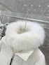 Moncler White Fur-Trim Hood Long Down Coat