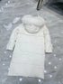 Moncler White Fur-Trim Hood Long Down Coat