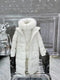 Moncler White Fur-Trim Hood Long Down Coat