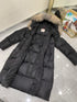 Moncler Hooded Fur-Trim Long Down Coat