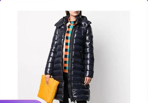 Moncler Women's Black Hooded Long Down Coat
