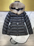 Moncler Fur-Trim Hood Belted Short Down Coat