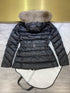 Moncler Fur-Trim Hood Belted Short Down Coat