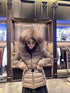 Moncler Fur-Trim Hood Belted Short Down Coat