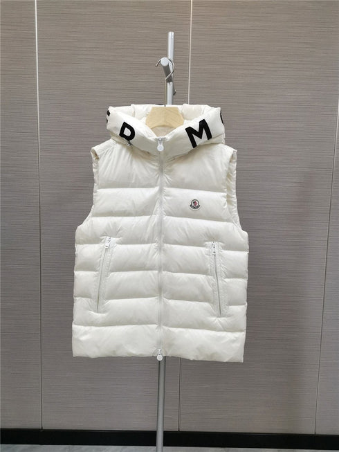 Moncler Lettered Hood Trim Quilted Vest