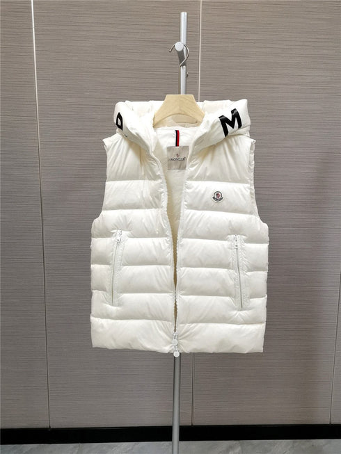 Moncler Lettered Hood Trim Quilted Vest