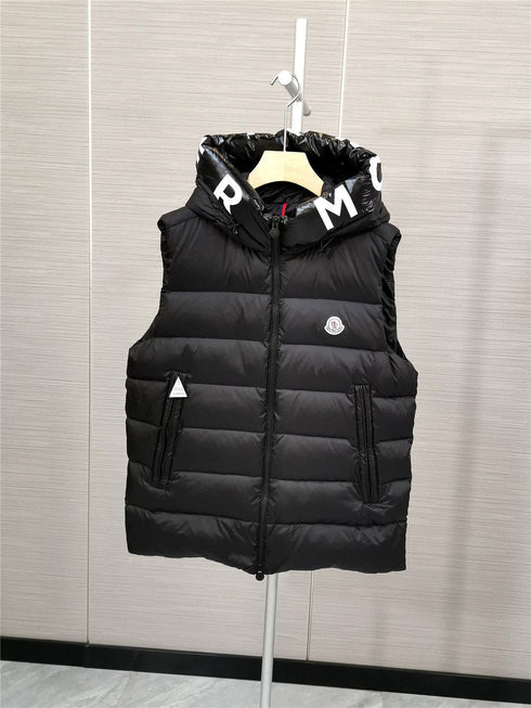 Moncler Lettered Hood Trim Quilted Vest