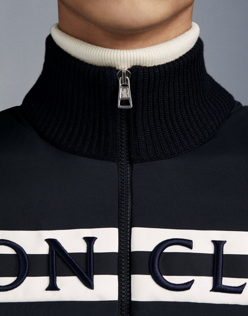 Moncler Men's Black Quilted Knit-Sleeve Down Jacket