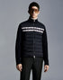 Moncler Men's Black Quilted Knit-Sleeve Down Jacket