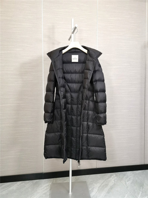 Moncler Women's Long Black Quilted Down Coat