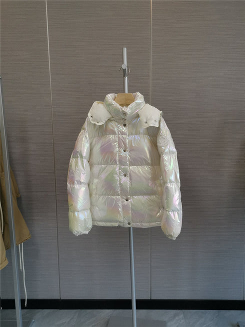 Moncler Iridescent White Short Down Coat