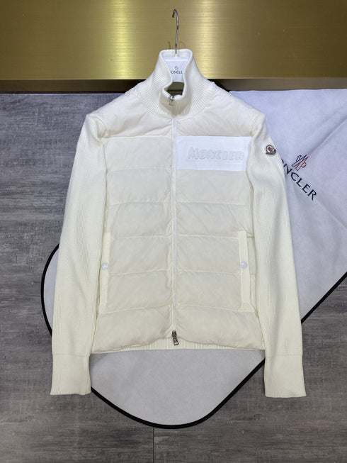 Moncler Knit-Sleeve Quilted Down Jacket