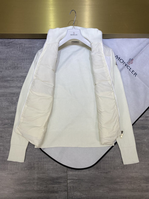 Moncler Knit-Sleeve Quilted Down Jacket