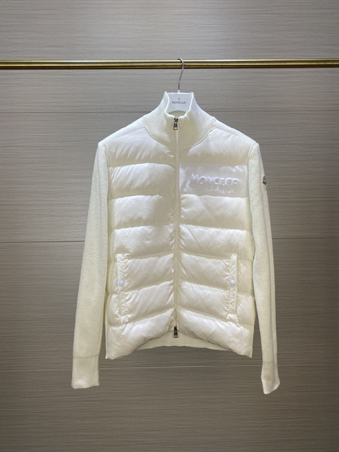Moncler Knit-Sleeve Quilted Down Jacket