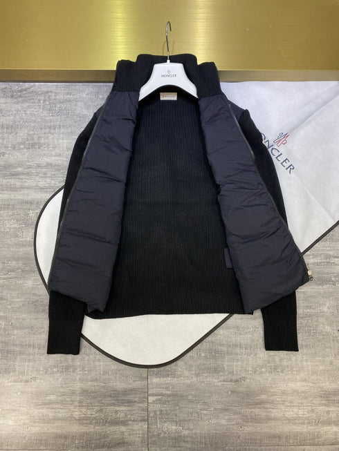 Moncler Knit-Sleeve Quilted Down Jacket