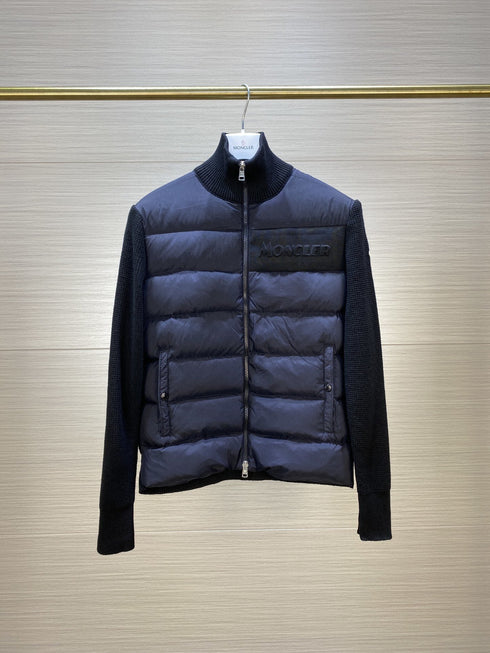 Moncler Knit-Sleeve Quilted Down Jacket