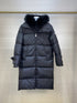 Moncler Women's Long Hooded Fur-Trim Down Coat