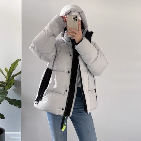Canada Goose Light Grey Hooded Puffer Jacket