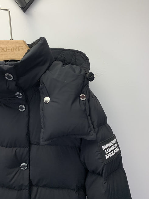 Burberry Women's Black Belted Hooded Long Down Jacket