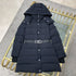 Burberry Women's Black Belted Hooded Long Down Jacket