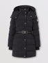 Burberry Women's Black Belted Hooded Long Down Jacket