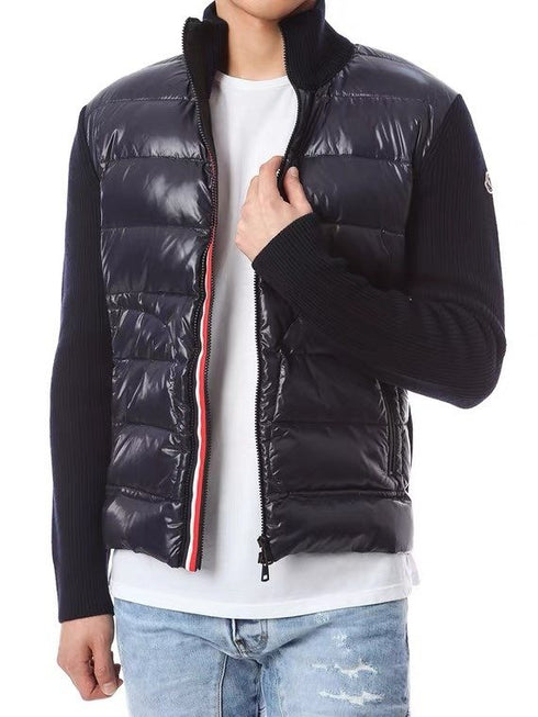Moncler Quilted Knit-Sleeve Zip Jacket