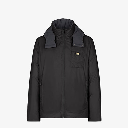 Fendi Black Hooded Chest-Pocket Zip Jacket