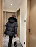 Prada Fur-Trim Hooded Puffer Jacket with Detachable Pouch
