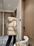 Prada Fur-Trim Hooded Puffer Jacket with Detachable Pouch