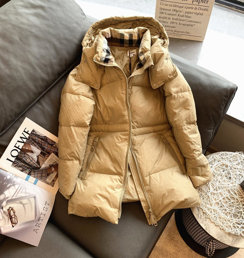 Burberry Hooded Quilted Long Down Jacket