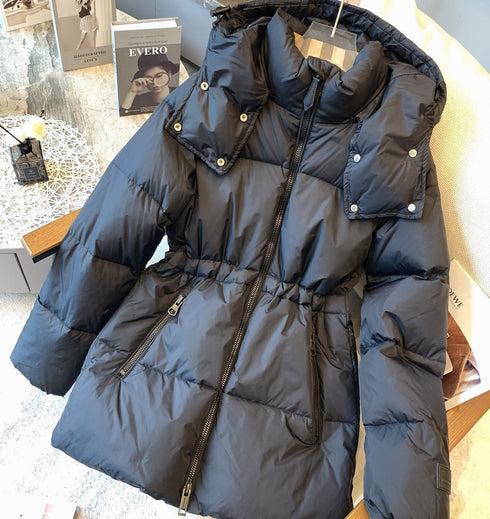 Burberry Hooded Quilted Long Down Jacket