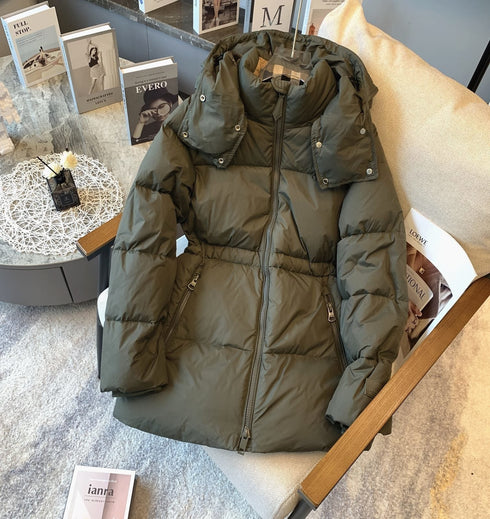 Burberry Hooded Quilted Long Down Jacket