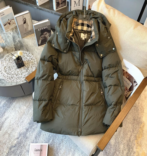 Burberry Hooded Quilted Long Down Jacket