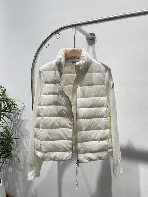 Moncler Quilted Knit-Sleeve Down Jacket